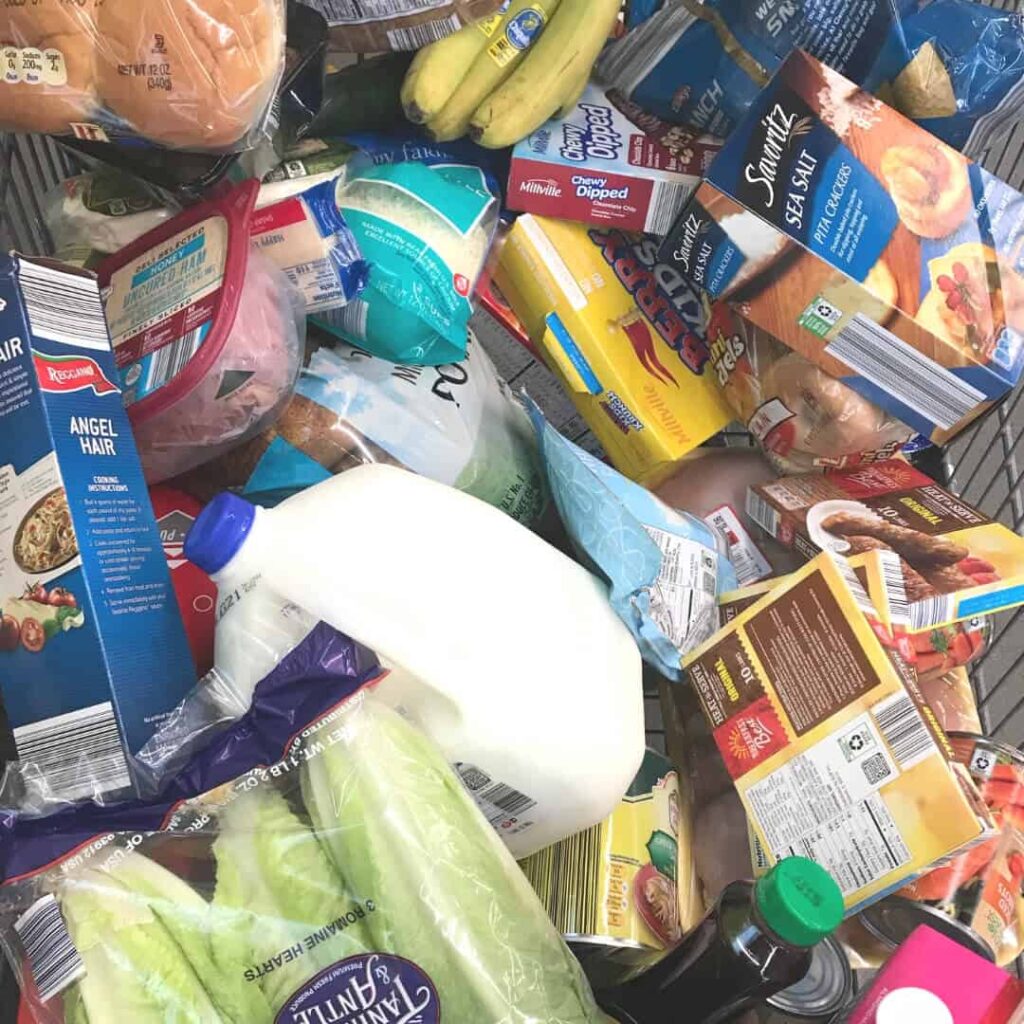 pile of groceries