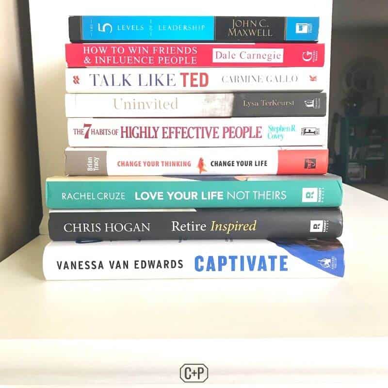 Stack of self-development books