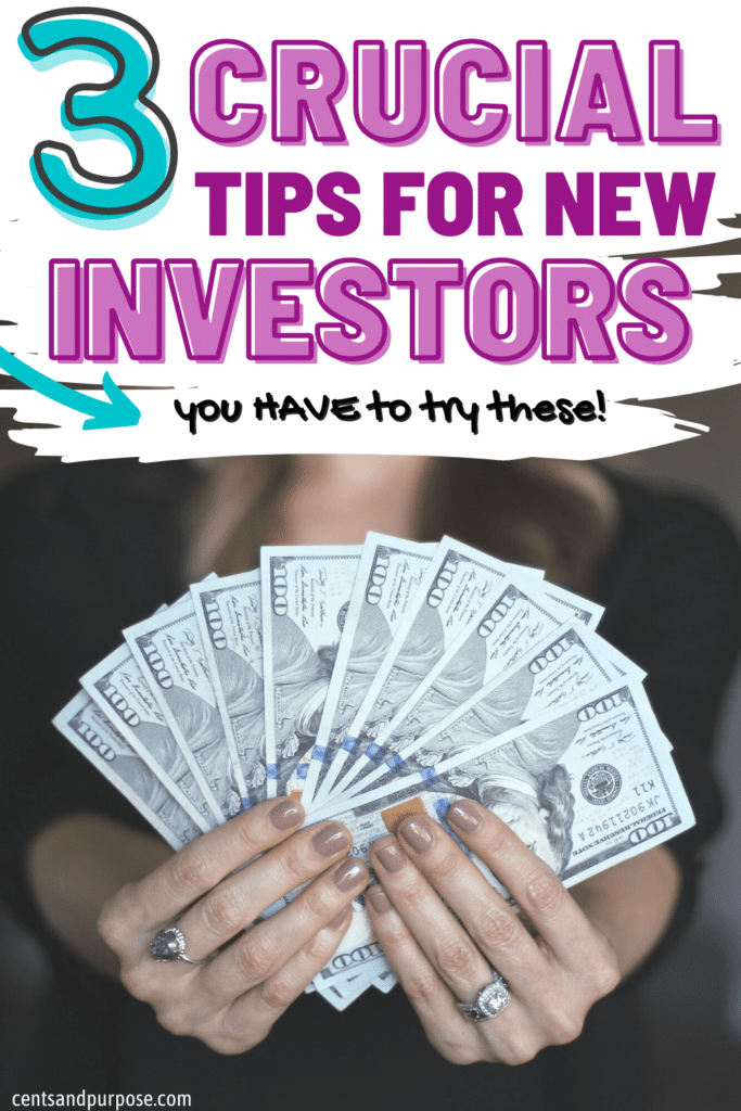 Woman holding a fan of hundred dollar bills with text that reads: 3 crucial tips for new investors - you have to try these