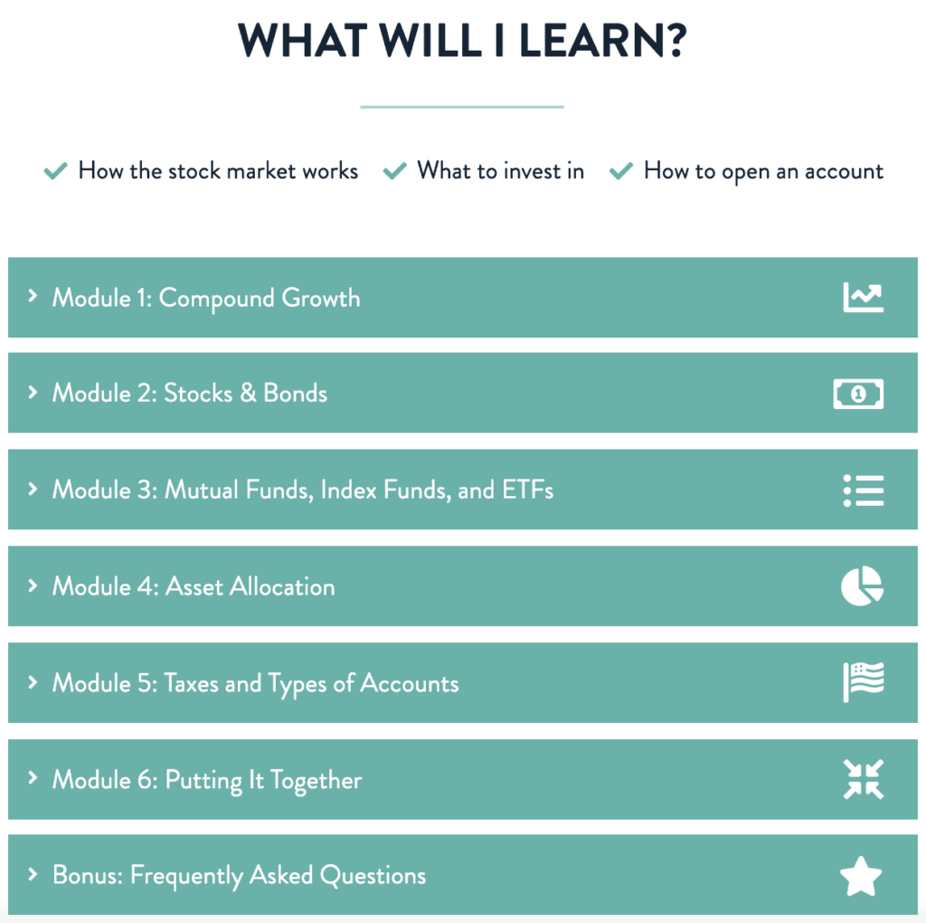 What you'll learn in the How to Build Wealth by Investing in Index Funds online course