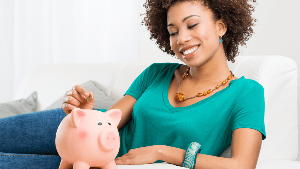 Woman saving money fast