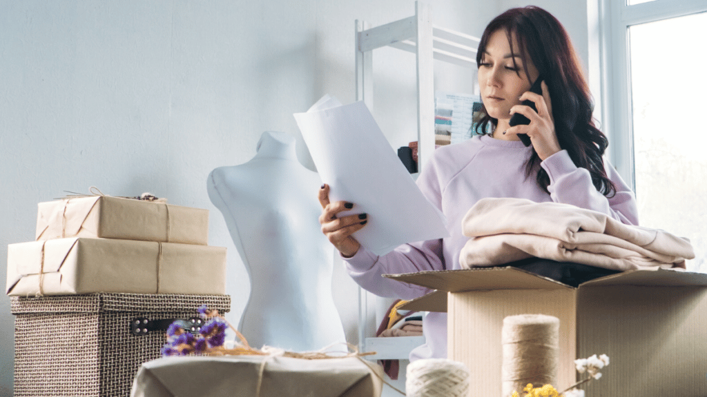 Woman running e-commerce business