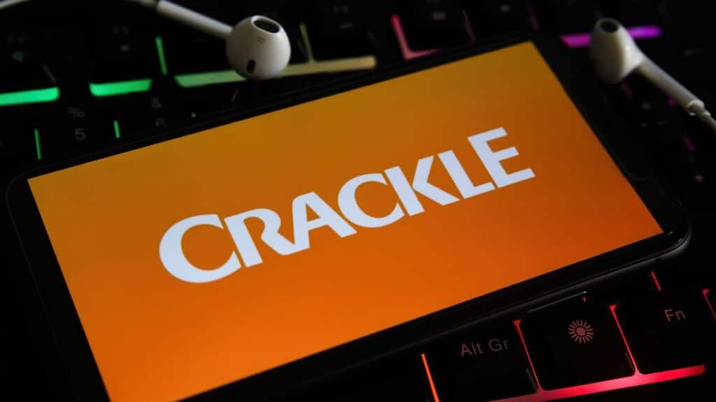 Crackle streaming service on a cell phone with an air pod
