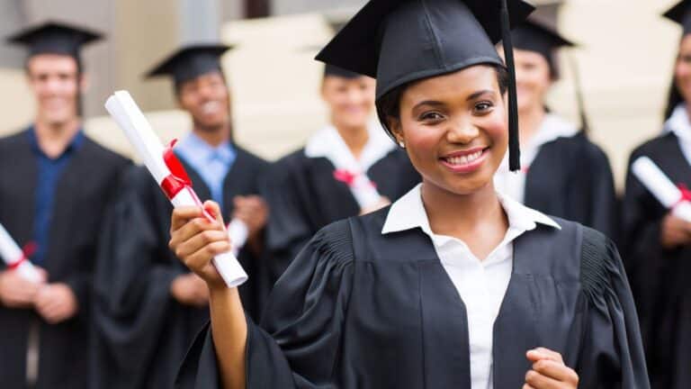 Young woman at her college graduation