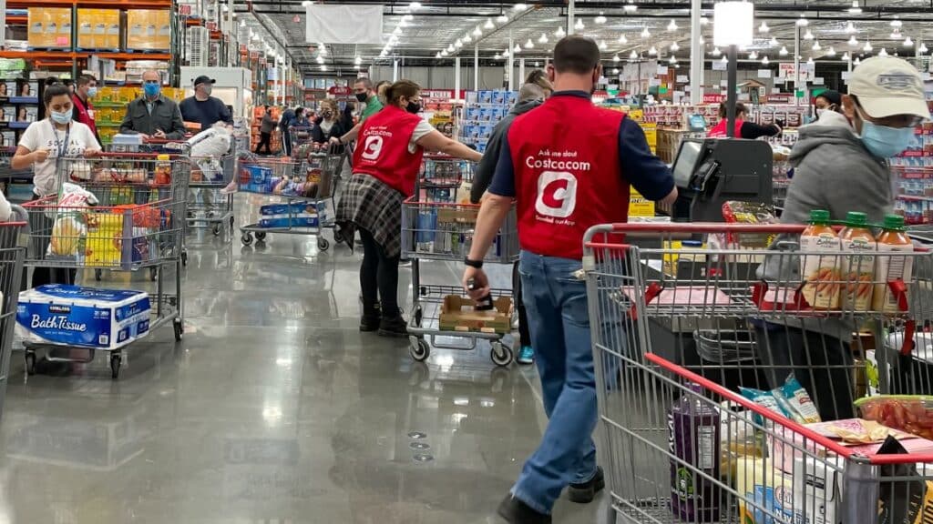 Costco employees inside a store
