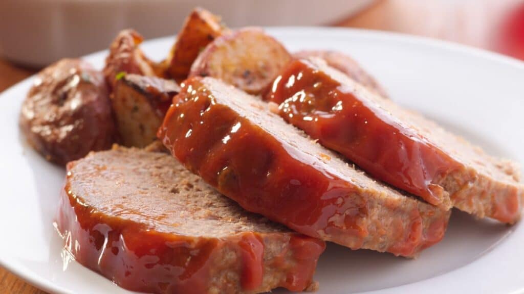 Slices of meatloaf on a plate