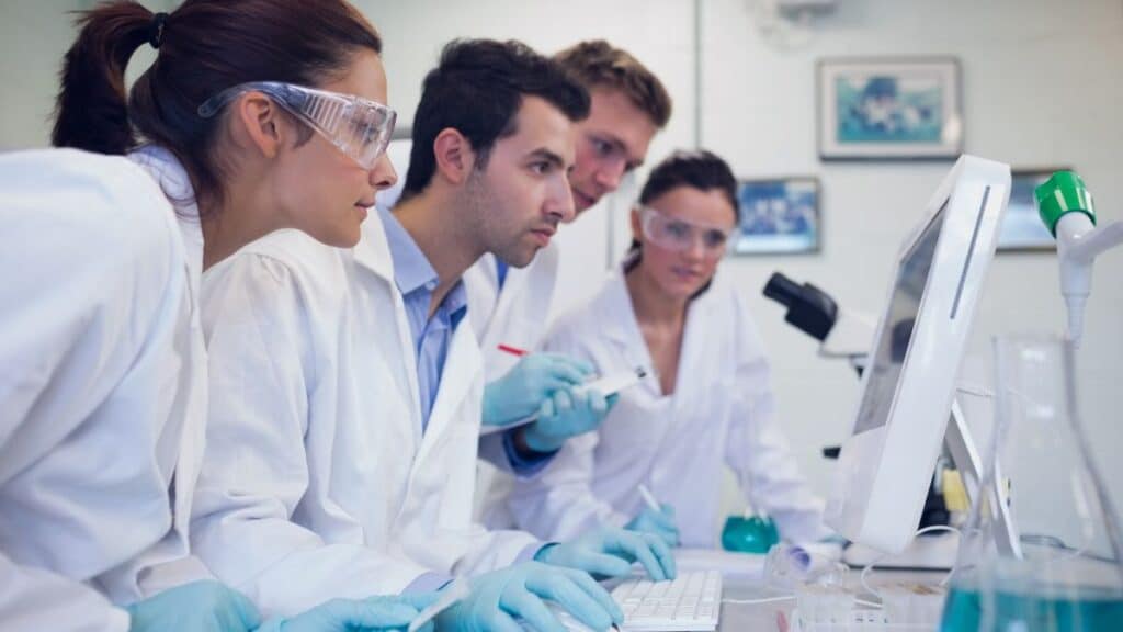 Researchers in a medical lab