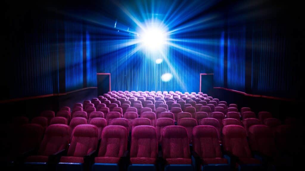 Empty movie theater and projector