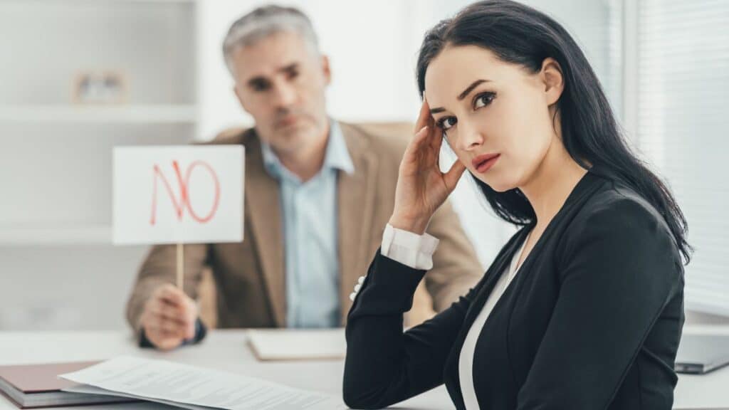 Woman and man having a terrible job interview