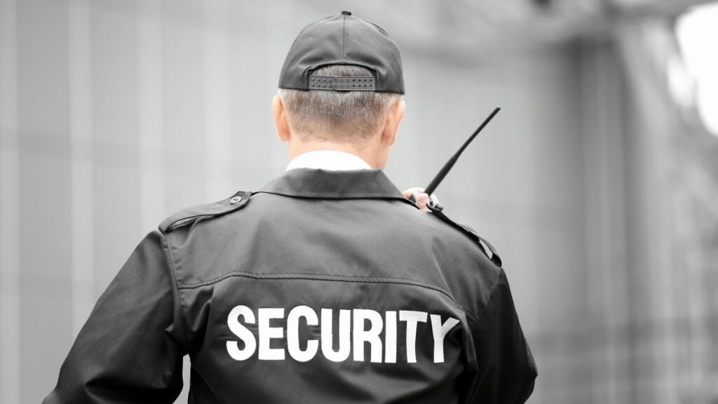 Security guard with radio