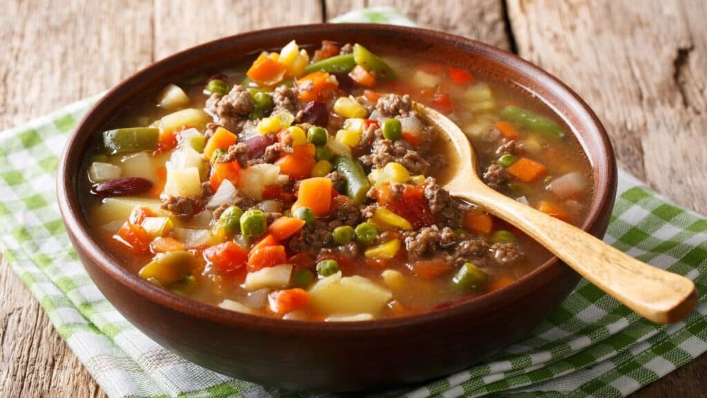 A bowl of vegetable soup.