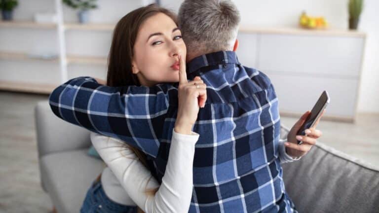 Beautiful young woman cheating and having affair