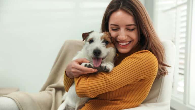 Hugging dog