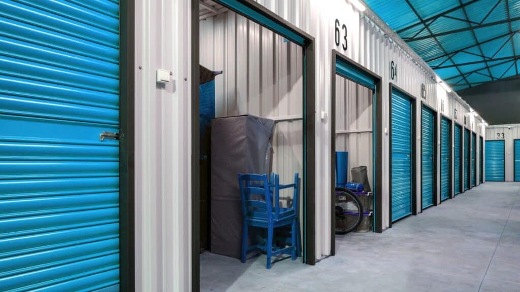 Storage facility with doors open