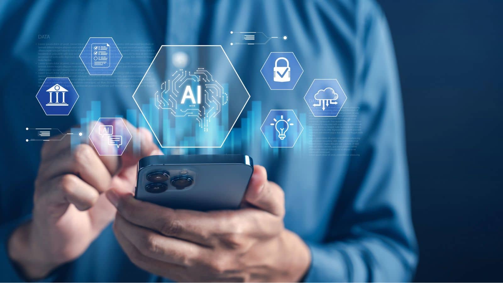 Man using AI banking app on his phone