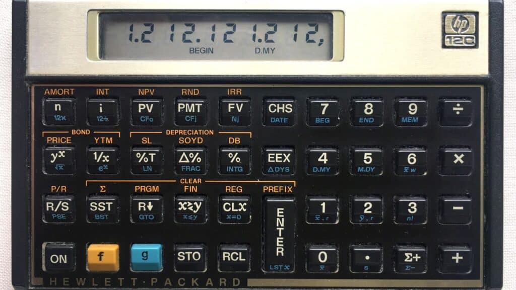 Old HP-12C vintage calculator
