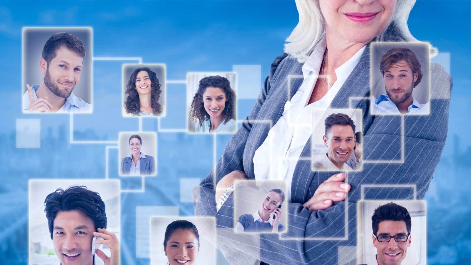 Business woman looking at her work connections