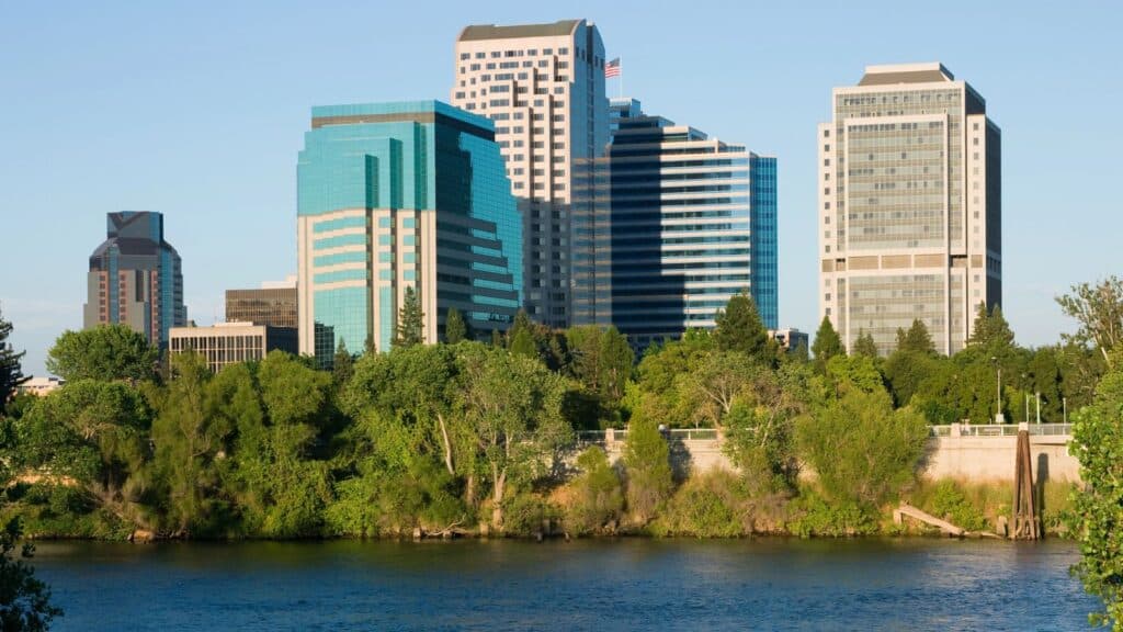Office buildings and a view in Sacramento, California