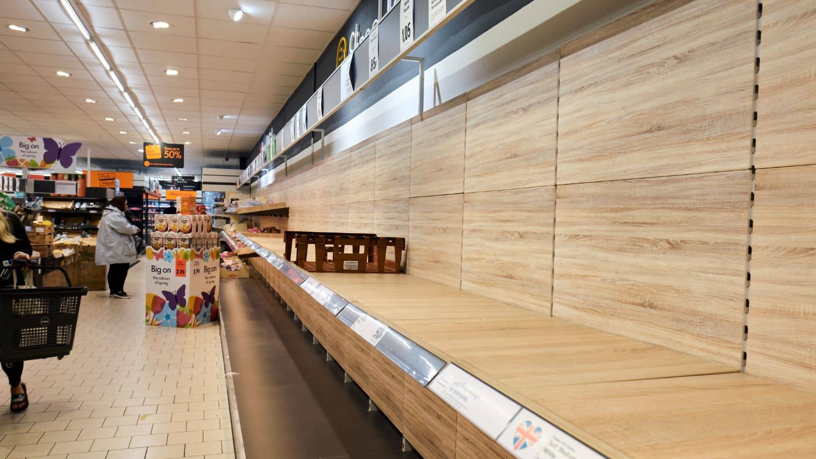 Grocery store with empty shelves