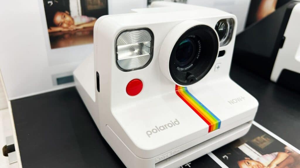 White Polaroid camera