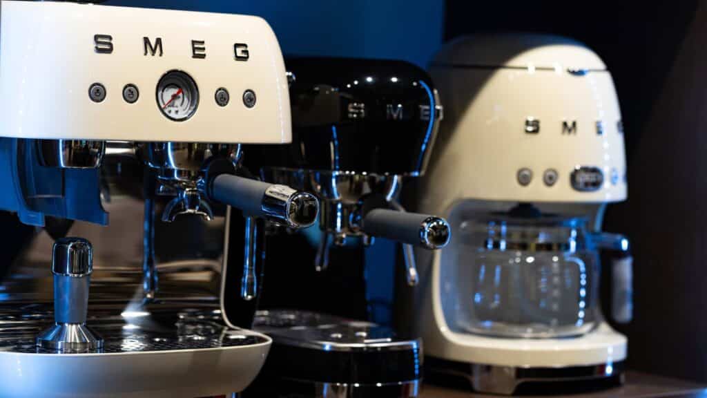 Smeg small appliances on a store shelf