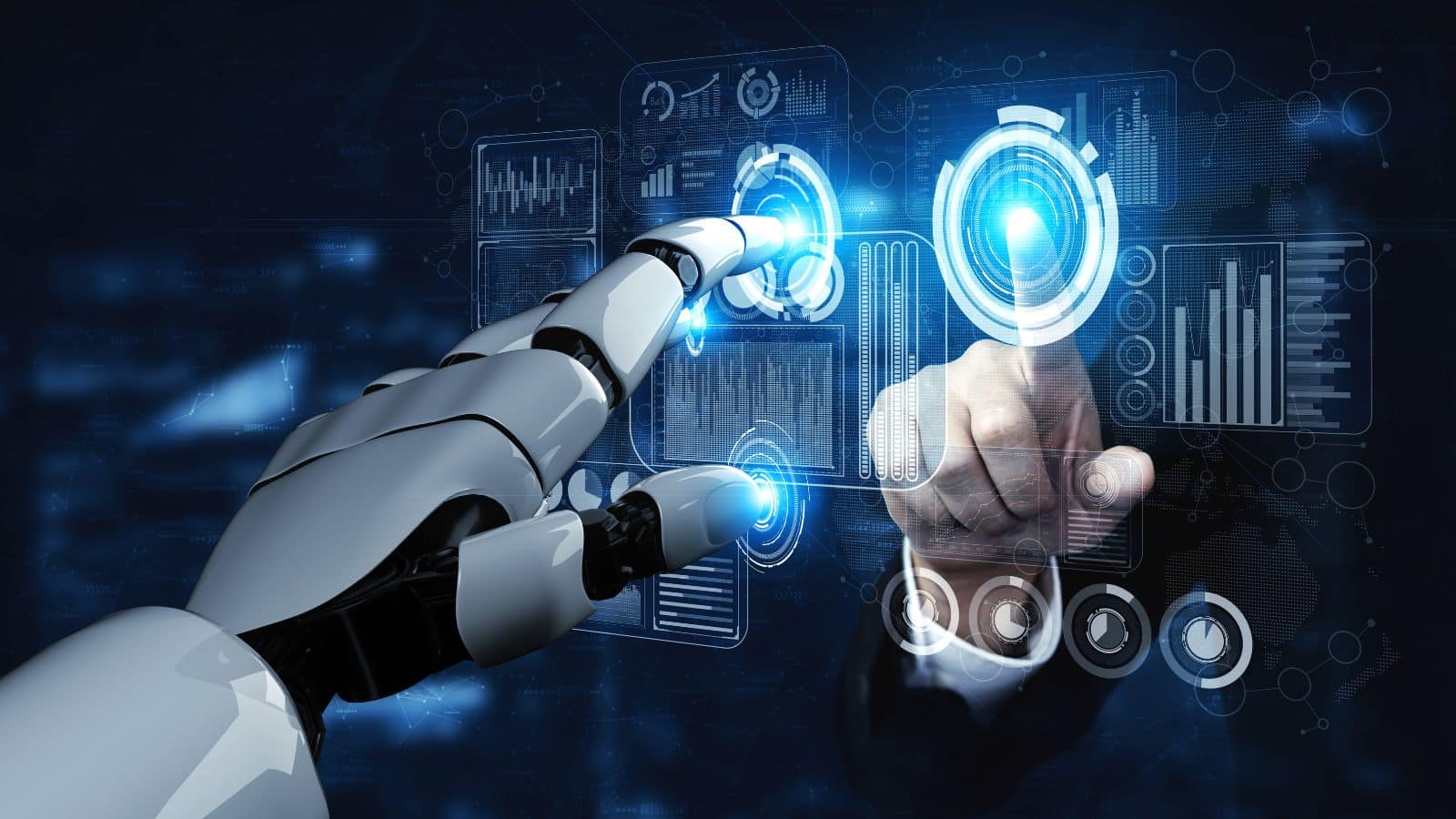 Robot touching a screen