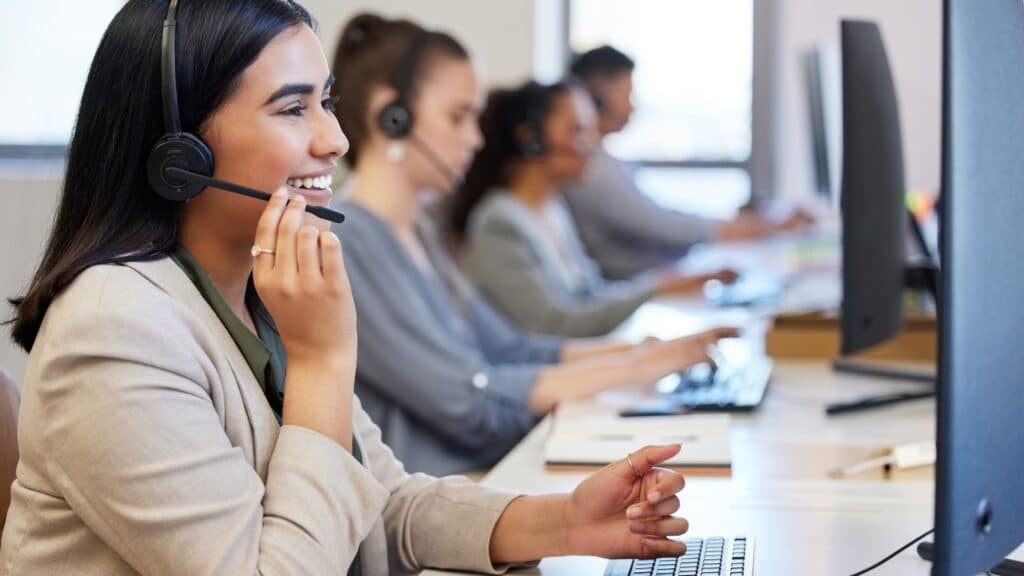 Employees working in a call center