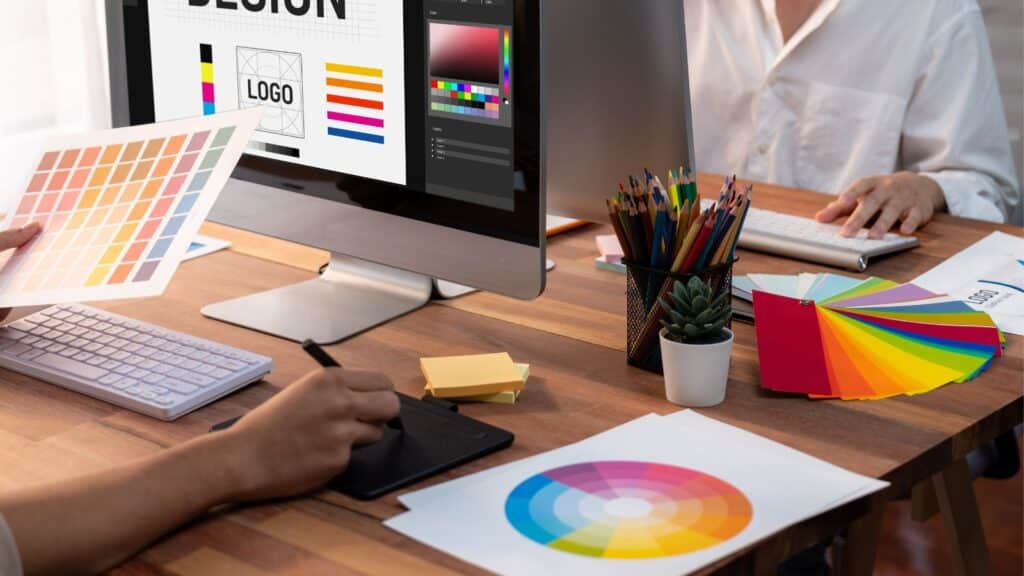 Graphic designers working on projects