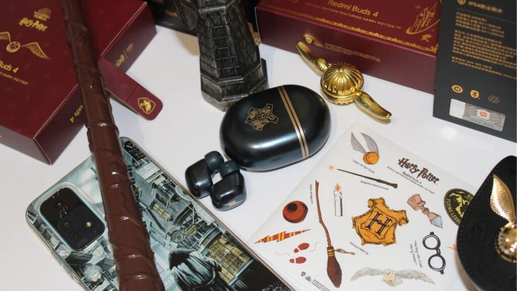 Harry Potter memorabilia laying on a table