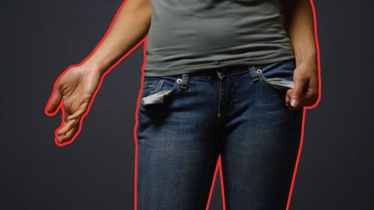 Person holding empty pockets out