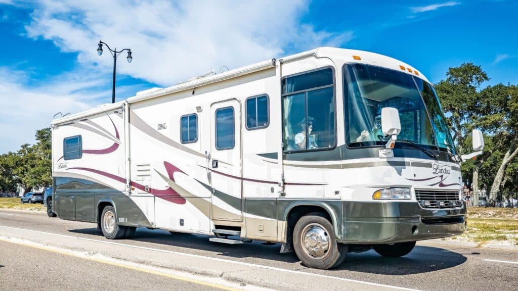 RV driving down the highway