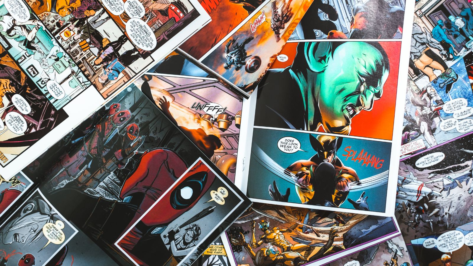 Comic book pages laying on a table
