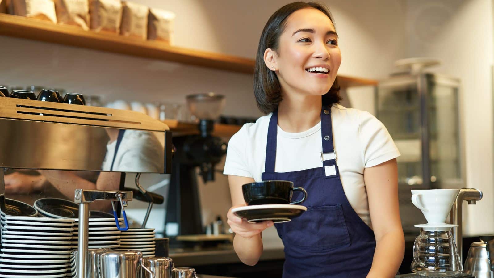 Woman working at a coffee shop