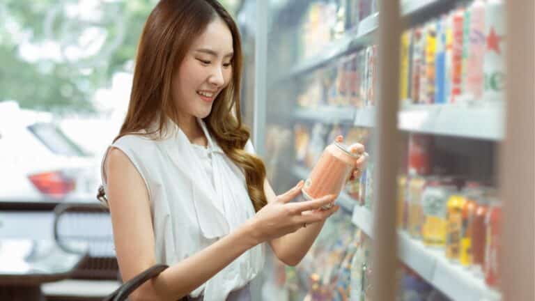 Woman shopping for drinks at a store