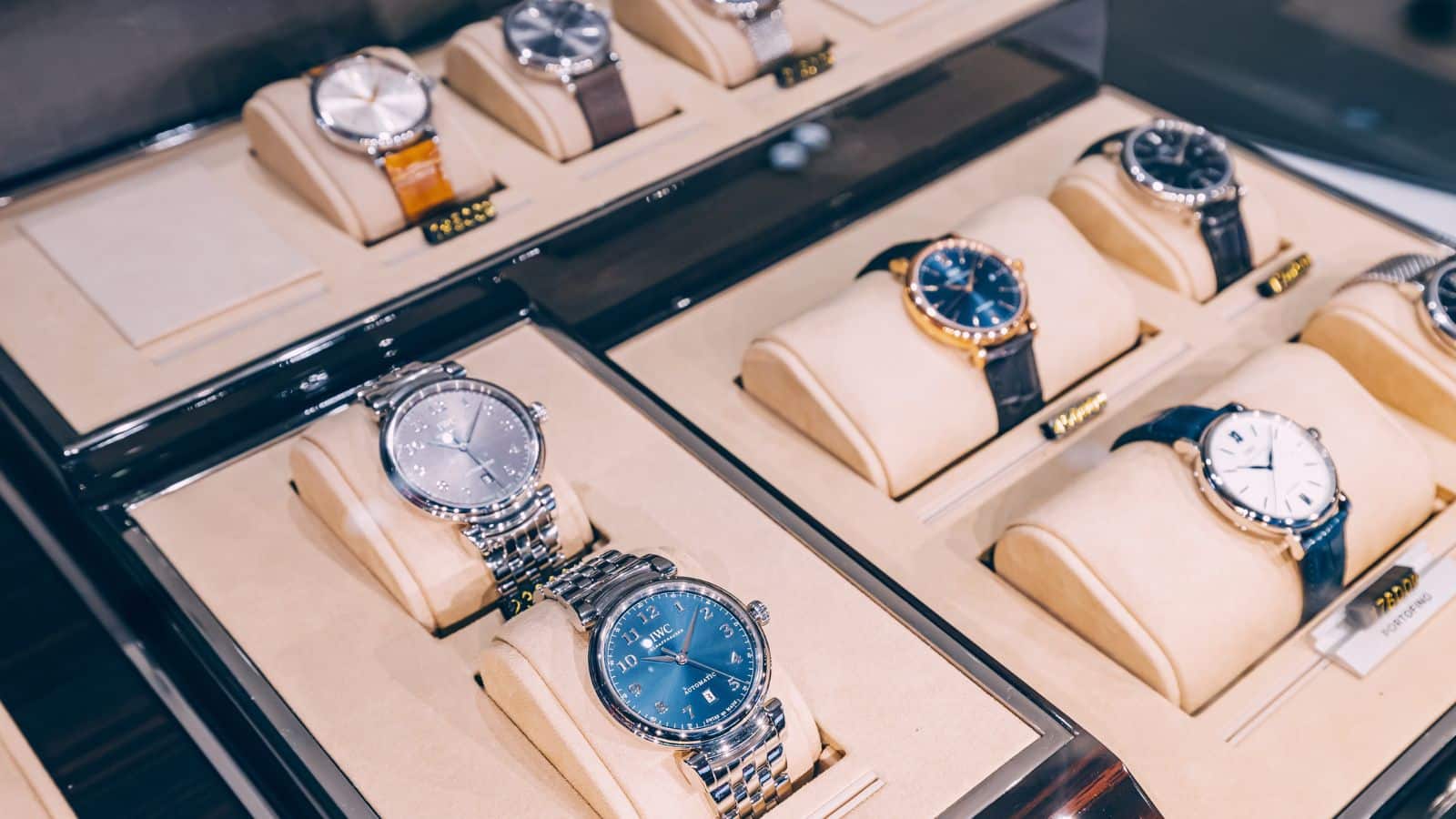 Jewelry case filled with watches