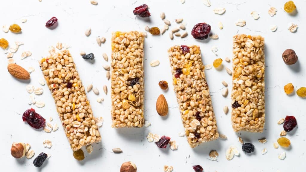 Granola bars in a row