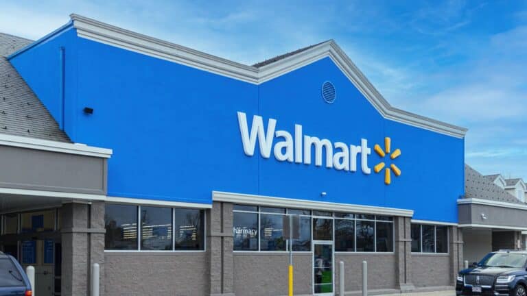 Walmart storefront and parking lot