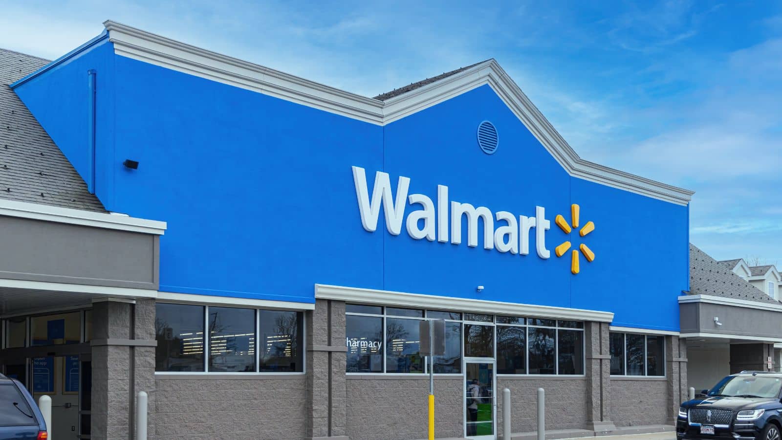 Walmart storefront and parking lot