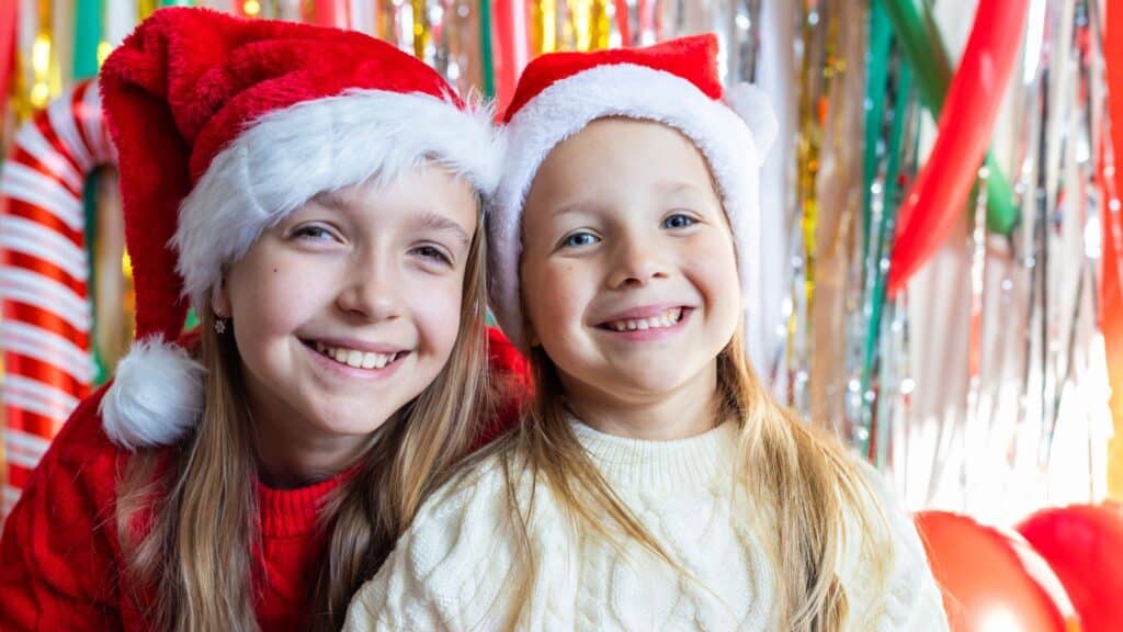 Young girls celebrating at a Christmas party