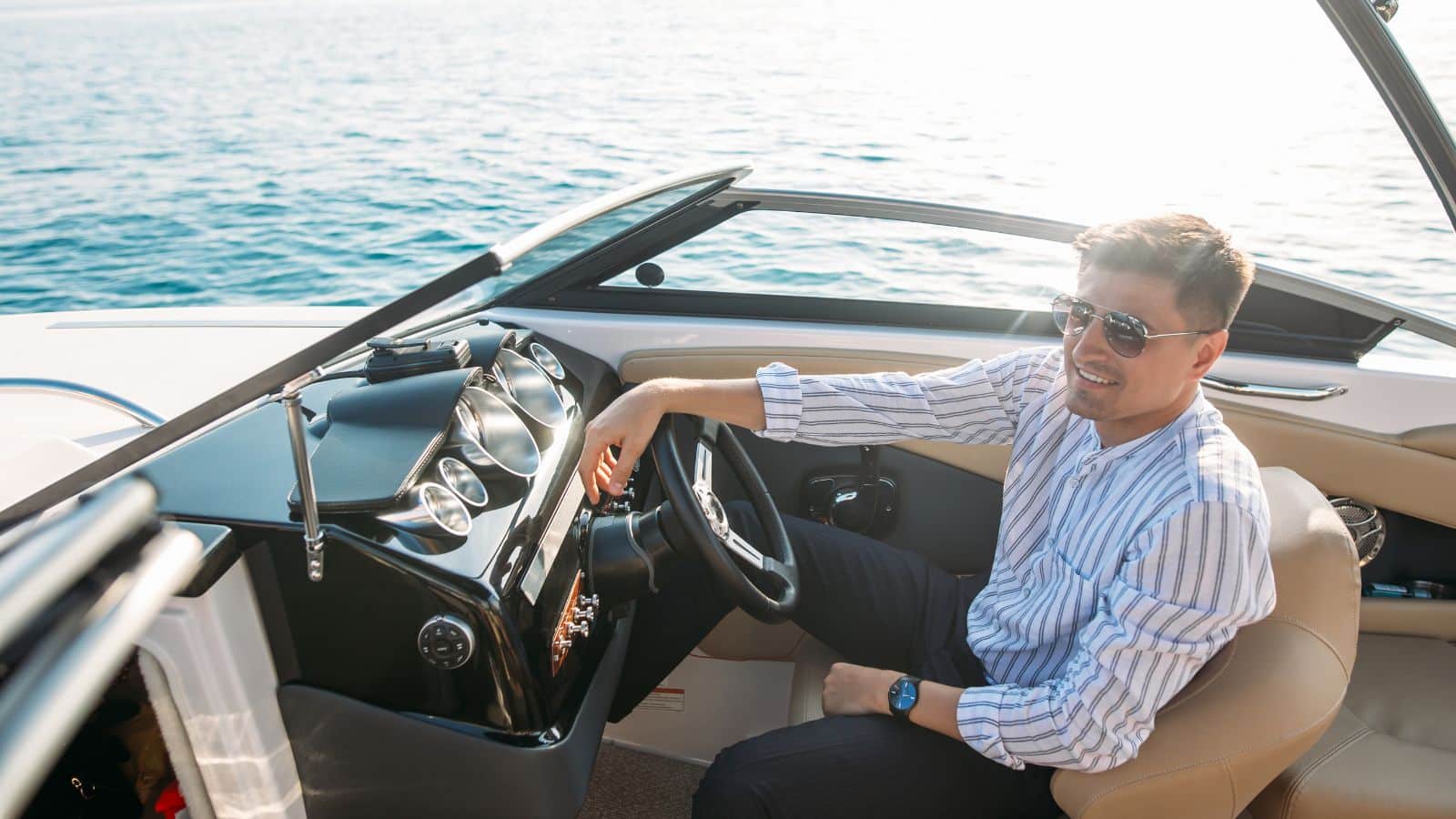 Man driving his boat