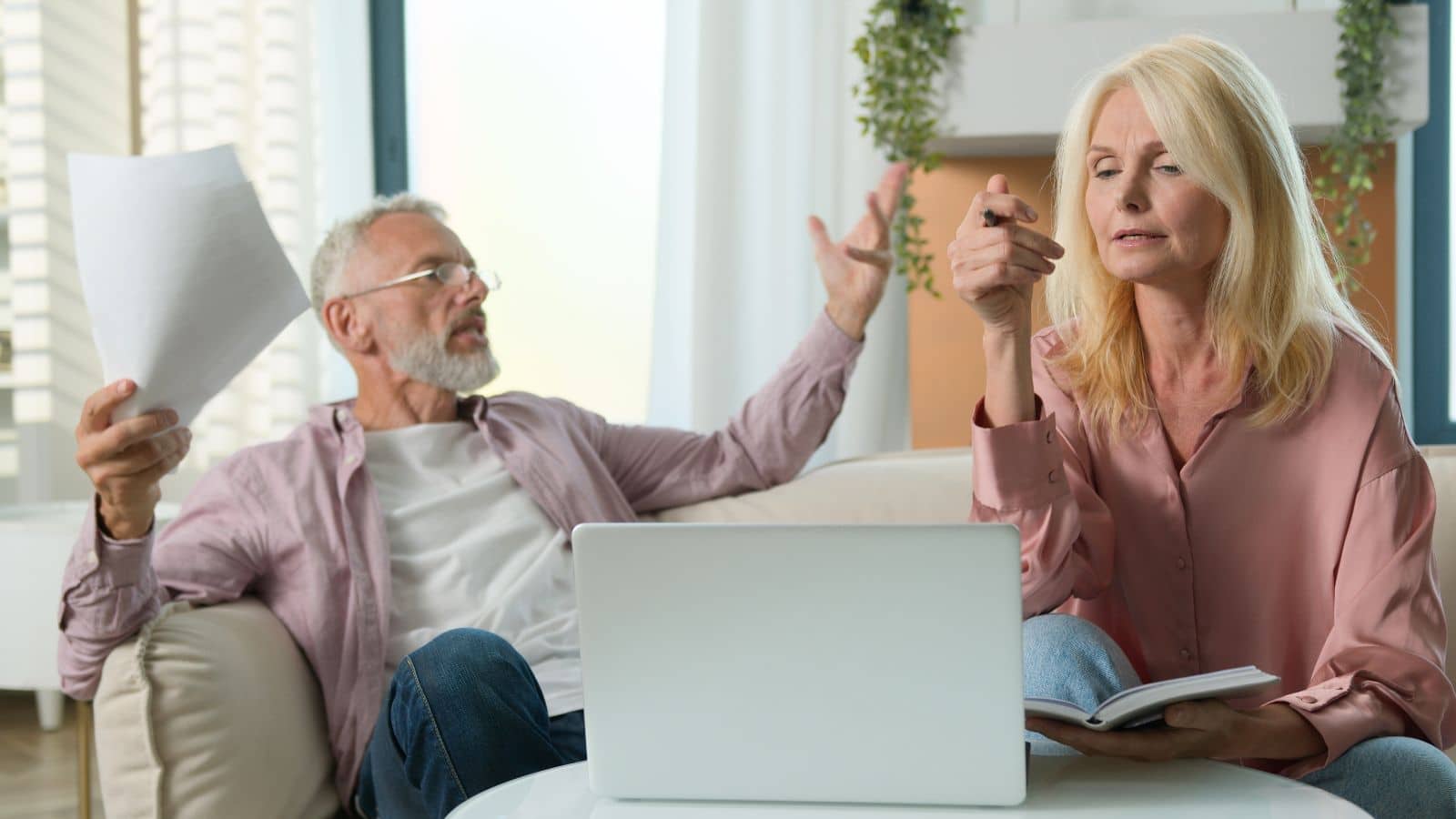 Older couple arguing over money