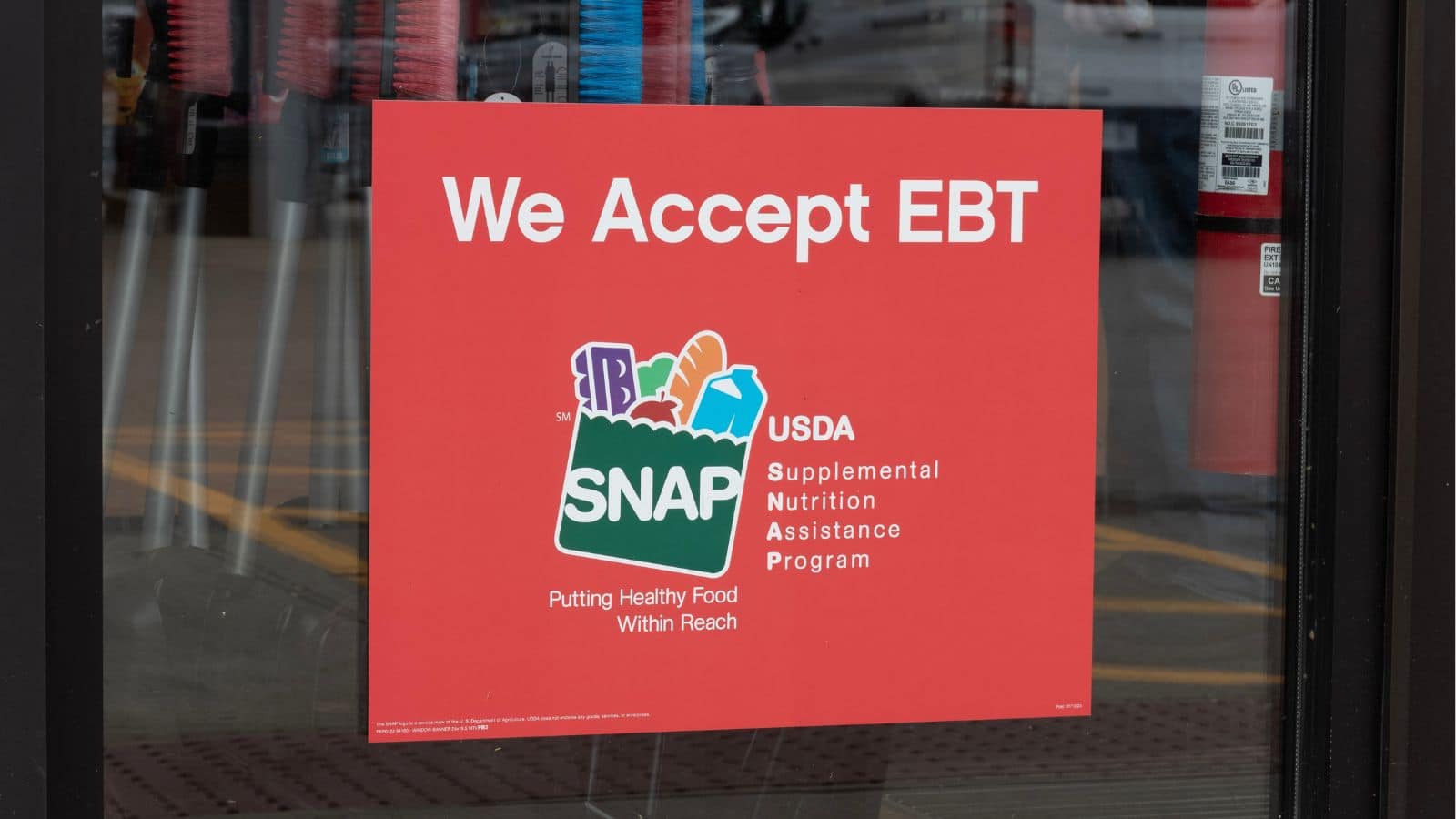 SNAP benefits sign on glass door