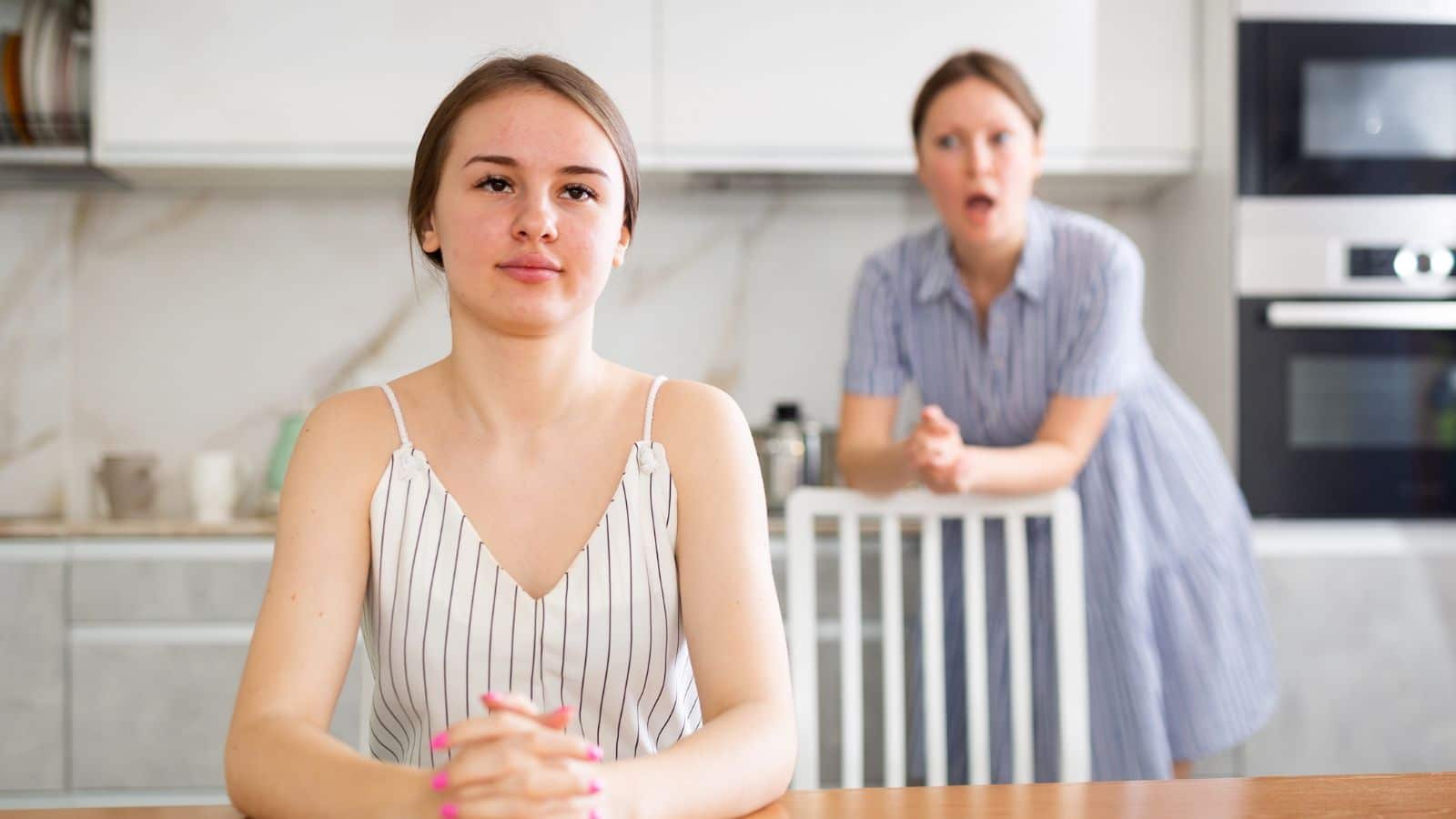 Mom yelling at teenage daughter