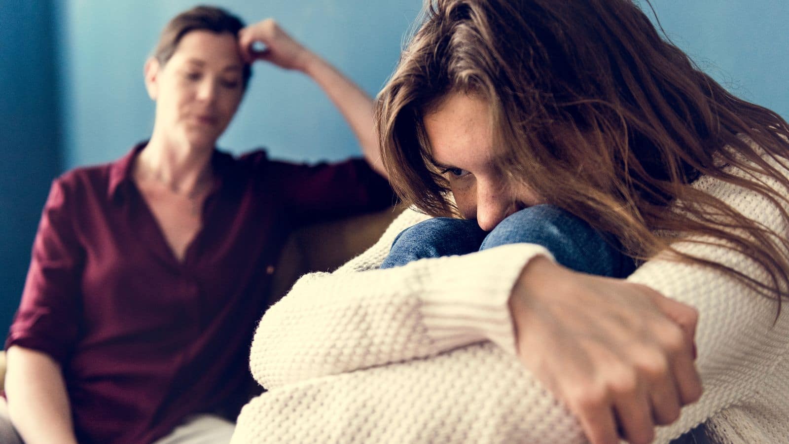 Mother and older daughter having a difficult conversation