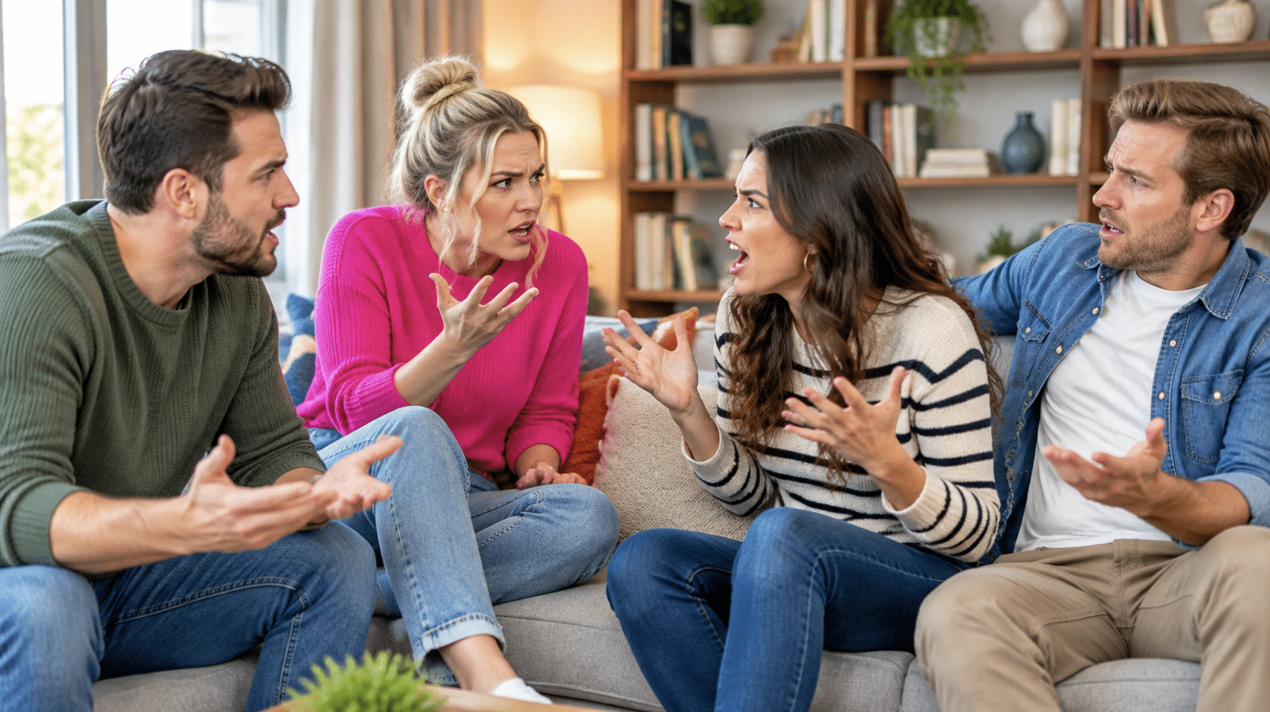 Group of friends arguing with each other