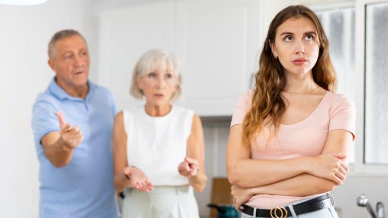 Parents arguing with adult daughter