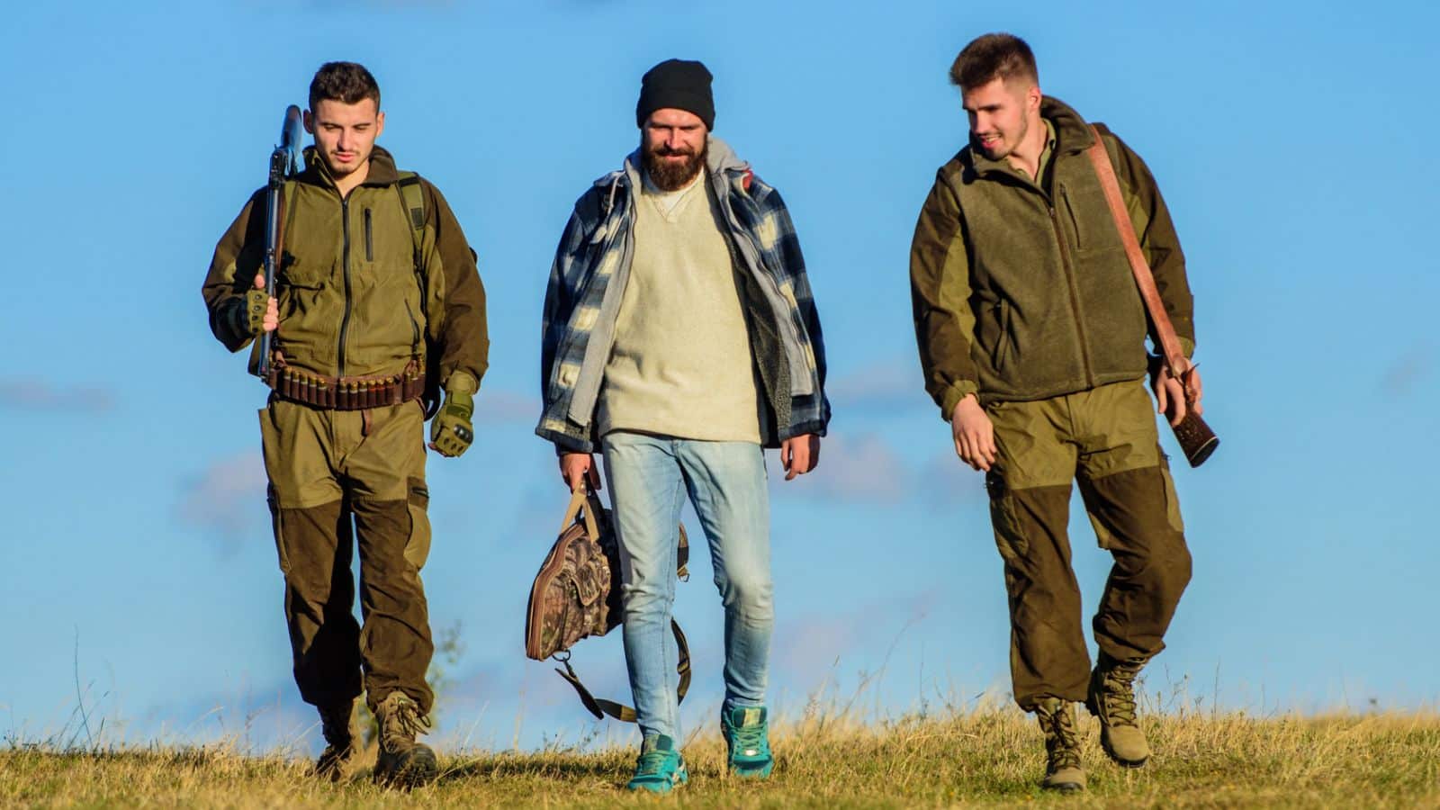 Man walking together in a field