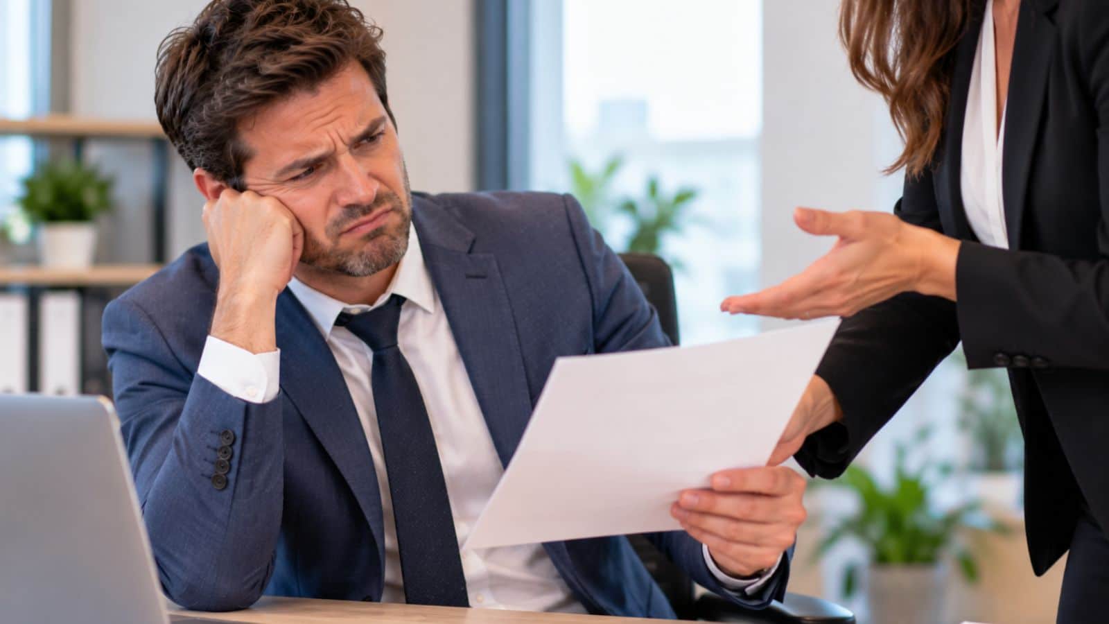 Man reading a letter and looking disappointed